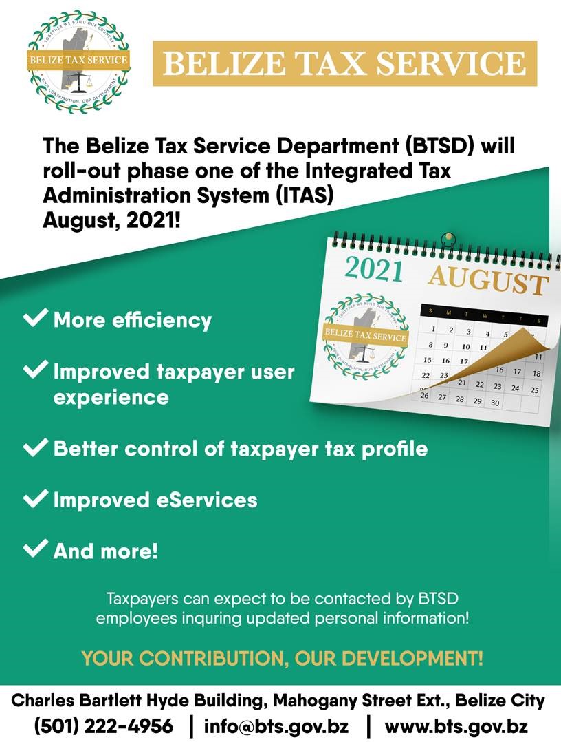 BCCI Announcement The Belize Tax Service Updating taxpayers