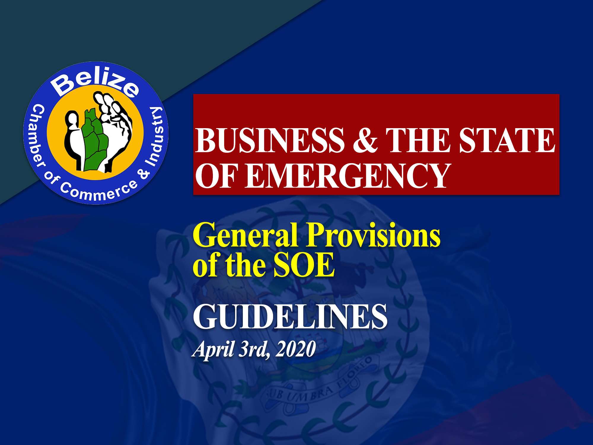 Business and the State of Emergency Belize Chamber of Commerce and